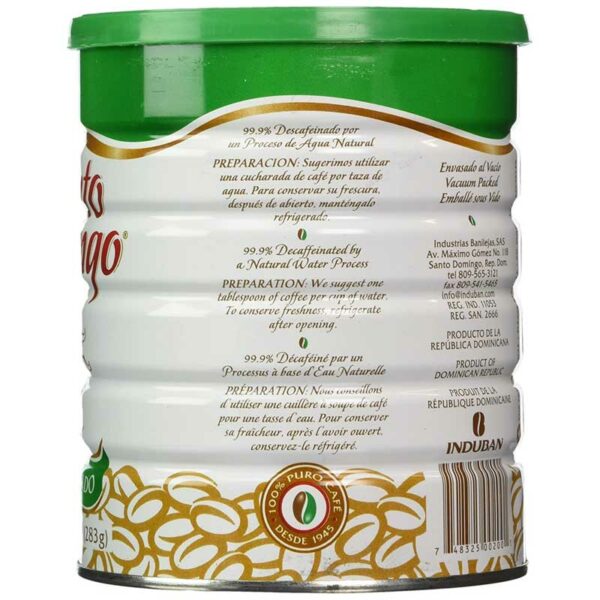 Café Santo Domingo Descafeinado Molido, 10 oz