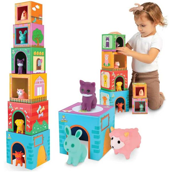 Juego de Clasificar y Apilar Animales de Granja Play Brainy