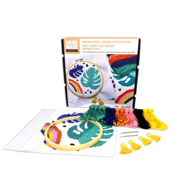 Kit de Manualidad de Punto de Cruz Monstera Kid Made Modern