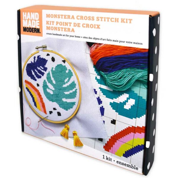 Kit de Manualidad de Punto de Cruz Monstera Kid Made Modern