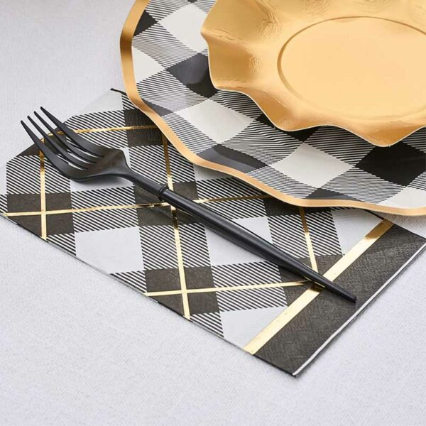 Servilletas Tipo Buffet con Motivo "Cuadros Negros" 20 uds