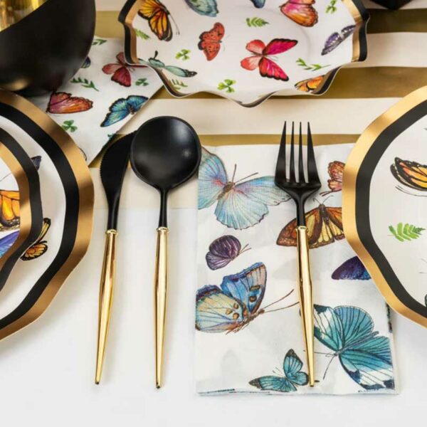 Platos-Desechables-Grandes-con-Motivo-'Mariposas'-10.5'-(8-uds)-Turn-4 Servilletas de cóctel con Motivo "Mariposas" (20 uds)