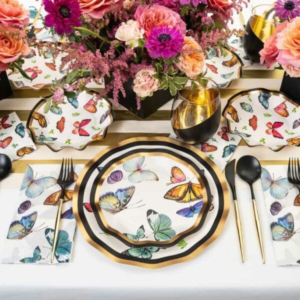 Tazones Desechables para Aperitivos y Postres con Motivo "Mariposas" (8 uds)