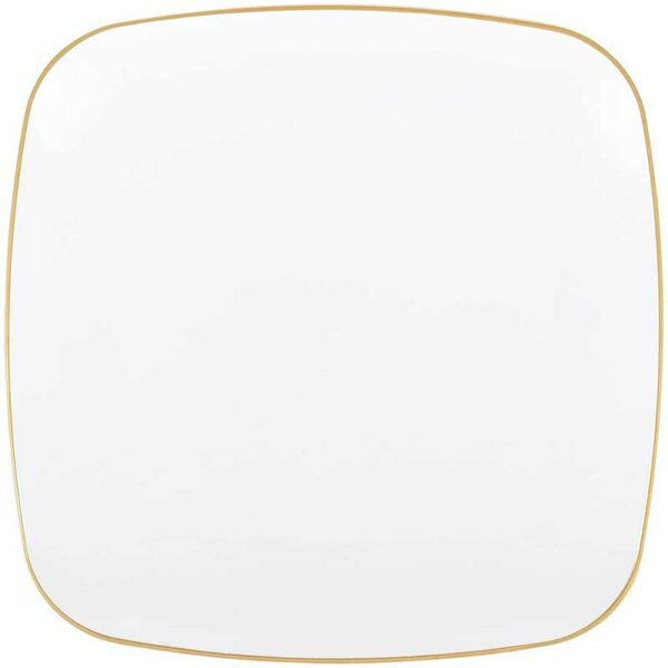 Set de Platos Cuadrados Reusables Diseño Hojas Color Oro/Blanco 7.5" & 10" (32 uds)