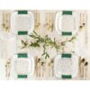 Set de Platos Cuadrados Reusables Diseño Hojas Color Oro/Blanco 7.5" & 10" (32 uds)