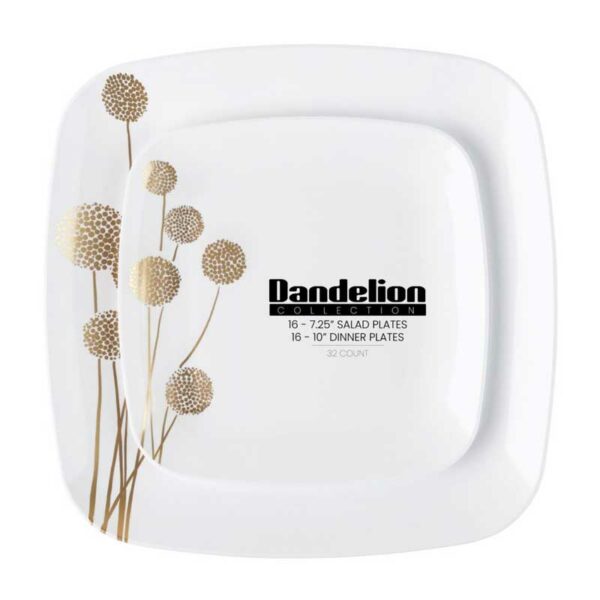 Set de Platos Reusables Diseño Dandelion 7.5" & 10"