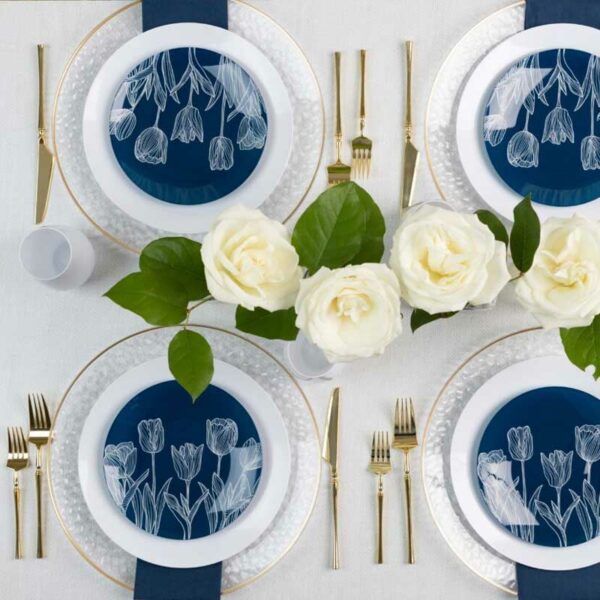 Set-de-Platos-Reusables-Diseño-Tulipanes-en-Fondo-Azul-7.5'-&-10'-Turn-2 Set de Platos Reusables Diseño Tulipanes en Fondo Azul 7.5" & 10"