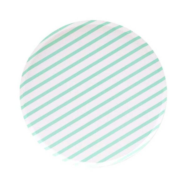 Platos-Desechables-Pequeños-con-Motivo-'Mint-Stripes'-7'-(8-uds)-Front Platos Desechables Pequeños con Motivo "Mint Stripes" 7" (8 uds)