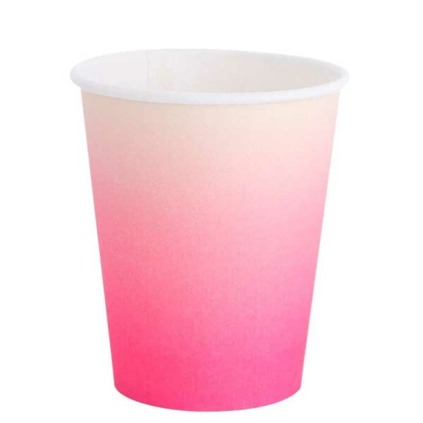 Vasos Desechables Motivo "Neon Rose Ombre" 8 oz (8 uds)