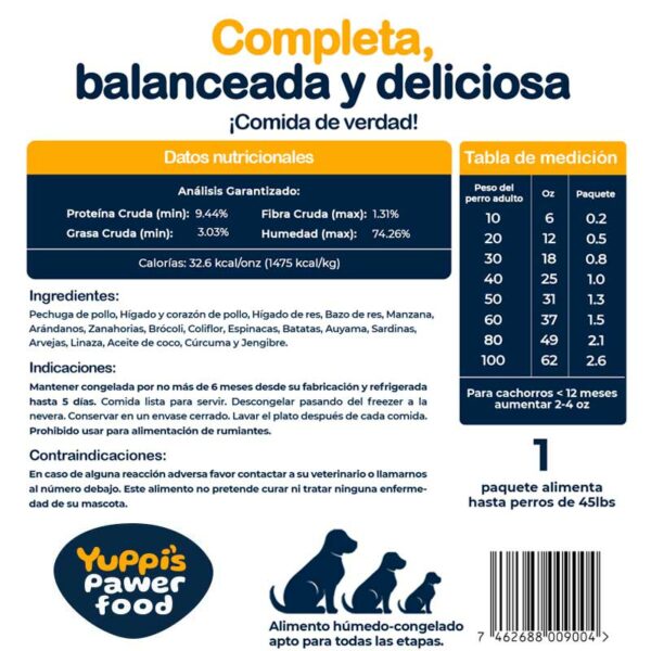 Alimento para Perros Natural Yuppi's Chicken Pawer, 1.5 lbs
