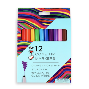 Marcadores de Colores con Punta de Cono (12 colores)  iHeartArt
