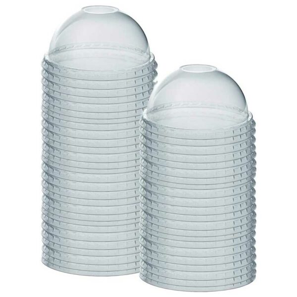 Tapa Domo Transparente para Vaso Plástico 5-12 oz con Ranura (100 uds)