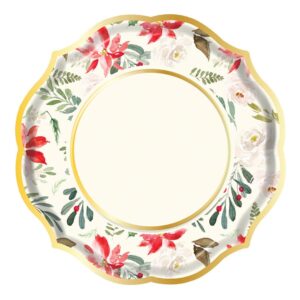 Platos Desechables Grandes con Motivo "Winter Blossom" de 10" (8 uds)