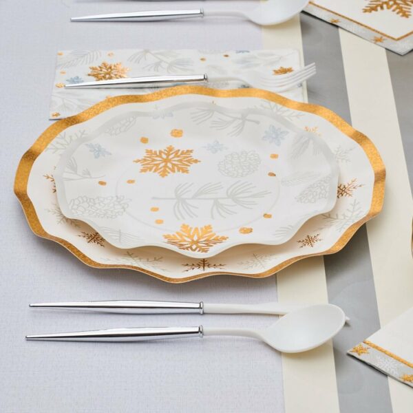 Platos Desechables para Ensaladas y Postres con Motivo "Winter Frost" de 8" (8 uds)