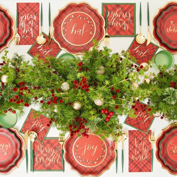 Platos Desechables para Ensaladas y Postres con Motivo "Season of Joy" de 8" (8 uds)