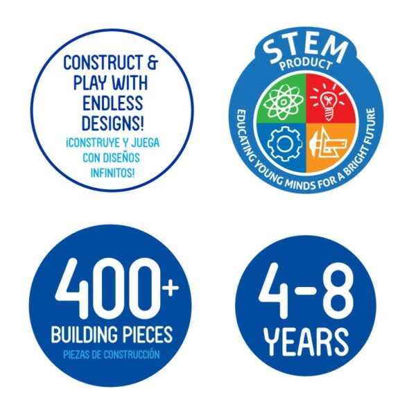 Juego de Construcción Techno Tiles Super Set (400 Piezas Colores Primarios) The Learning Journey