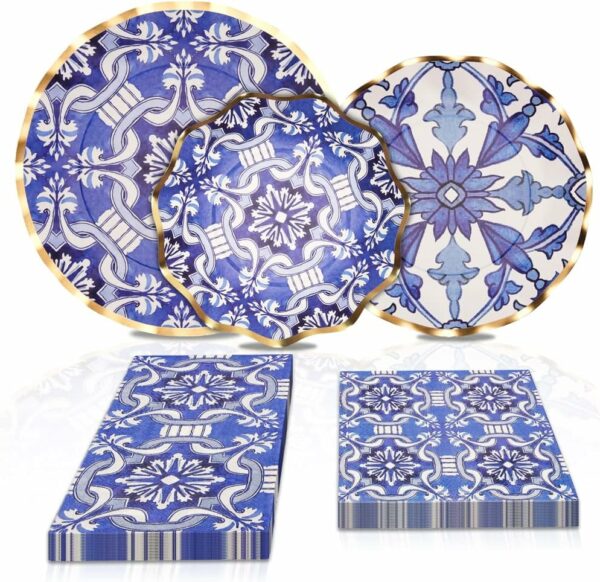 Platos Desechables para Ensaladas y Postres con Motivo "Noches Marroquíes" de 8" (8 uds)