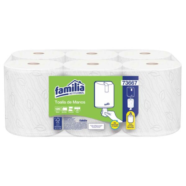 Papel-Toalla-Familia-Flujo-Central-120-m-(6-uds)-Front Papel Toalla Familia Flujo Central 120 m (6 uds)