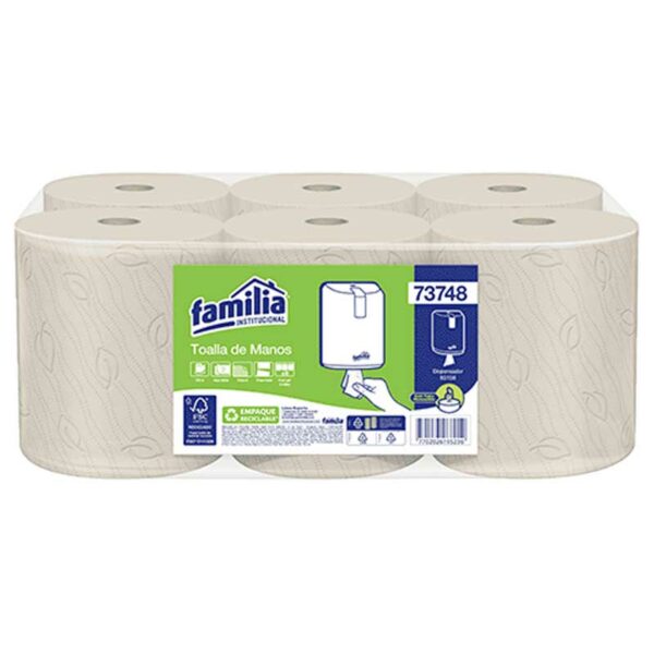 Papel Toalla Familia Natural Flujo Central 120 m (6 uds)