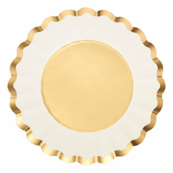 Platos Desechables para Ensaladas y Postres con Motivo "Gold & White" de 8" (8 uds)