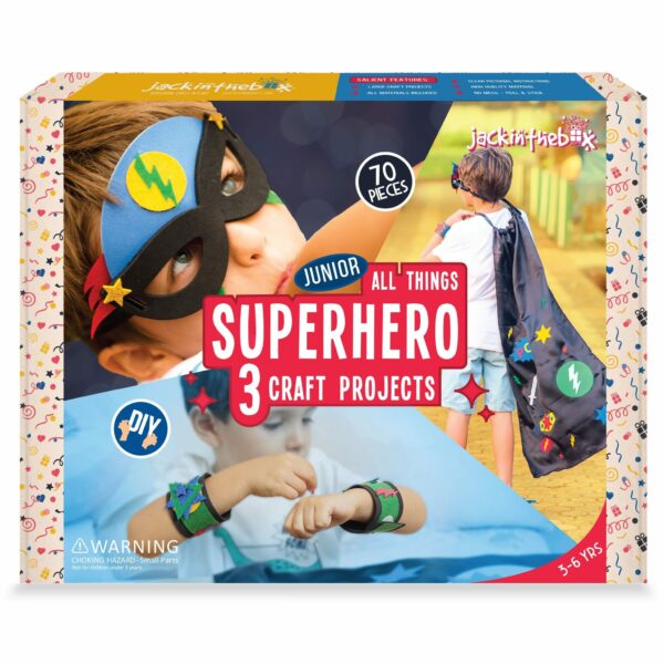 Caja de Manualidades DIY 3 en 1 con Motivo "Superhéroe" Jack in the Box