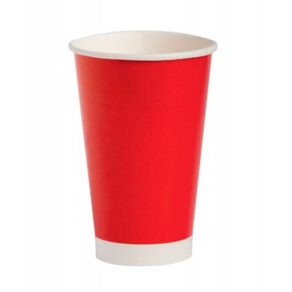 Vasos Desechables 12 oz de Cartón Rojo (50 uds)