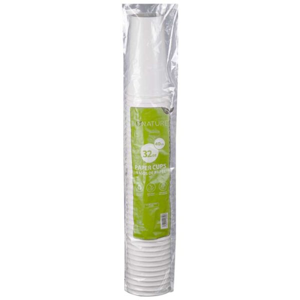 Vaso de Papel Desechable PCC32-W Bionature 32 oz (40 uds)