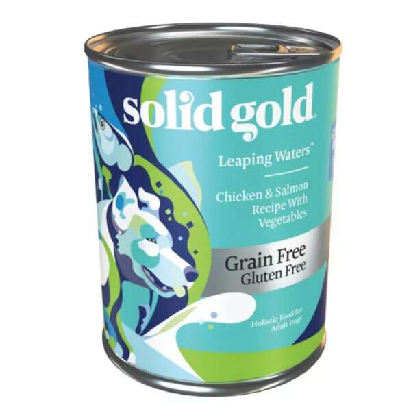 Alimento Humedo para perros Solid Gold Leaping Waters Salmon, 13.2 oz Front 1A Alimento Humedo para Perros Solid Gold Leaping Waters Salmón, 13.2 oz