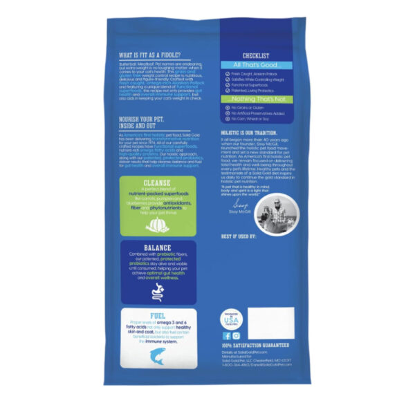 Alimento Seco para Gatos Solid Gold Fit as a Fiddle Alaskan Pollock GF, 6 lbs