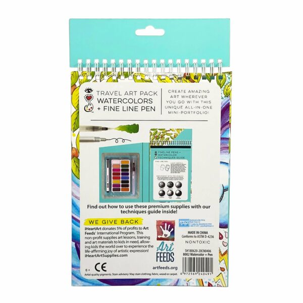 Set de Arte con Acuarela (16 colores) y Libreta de Dibujo iHeartArt