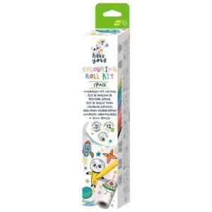 Kit de Rollo para Colorear con 12 Crayones de Colores Motivo Espacio Haku Yoka