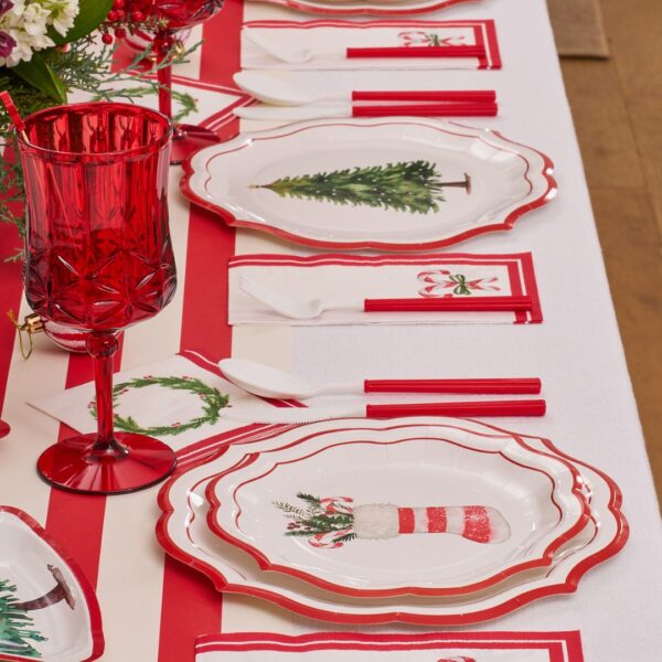 Platos Desechables para Ensaladas y Postres con Motivo "Merry & Bright" de 8" (8 uds)