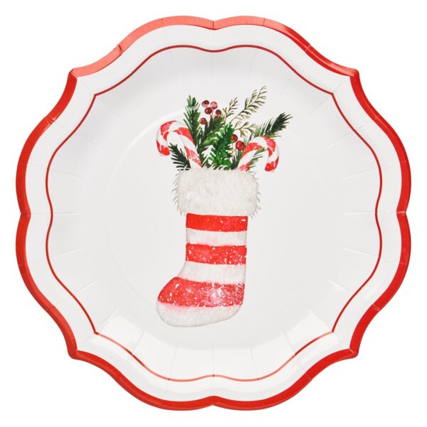 Platos Desechables para Ensaladas y Postres con Motivo "Merry & Bright" de 8" (8 uds)
