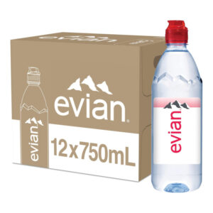 Agua Mineral Evian Sportcap - Botella Plástica, 12 uds, 750 ml