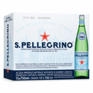 Agua Mineral Natural con Gas San Pellegrino - Botella Cristal, 750 ml, 15 uds