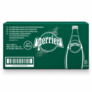 Agua Mineral Perrier Natural con Gas - Botella Cristal, 330 ml, 24 uds