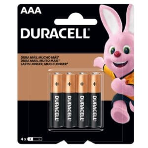 Batería Alcalinas Duracell AAA, 4 uds