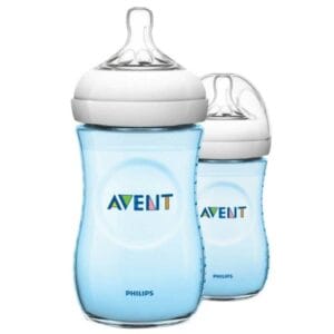 Biberón Philips Avent Natural de Cuello Ancho Color Azul, 9 oz (2 uds)