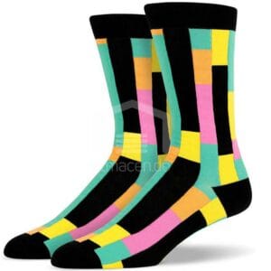 Medias Soxy Black Green Pink Yellow Vertical Lines