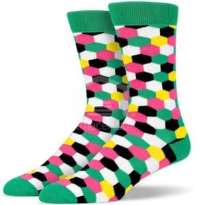 Medias Soxy Green White Pink Yellow Small Hexagon