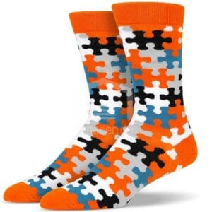 Medias Soxy Orange White Puzzle