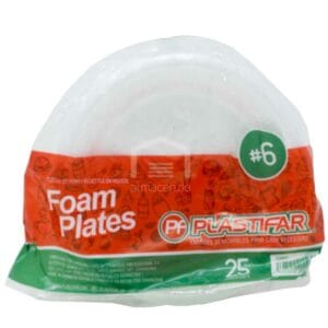 Platos Foam Plastifar Desechables No.6, 25 uds