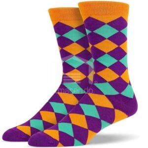 Medias Soxy Purple Orange Green Big Diamonds