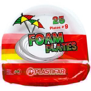 Platos Foam Desechables No.9 Plastifar, 25 uds