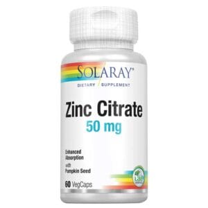 Citrato de Zinc Solaray 50 mg, 60 Cápsulas