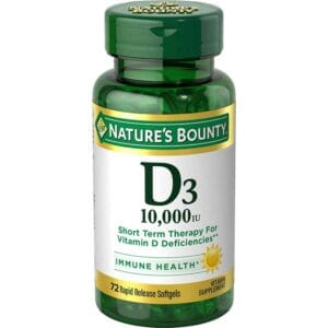 Vitamina D3 Nature's Bounty 250 mcg, 72 Cápsulas