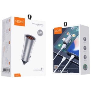 Cargador de Carro Vidvie 2.4A con Cable CC517