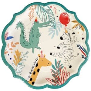 Platos Desechables con Motivo "Fiesta de Animales" 10.5" 8 uds