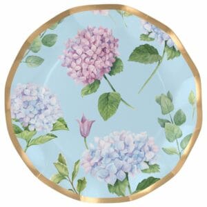 Platos Desechables Grandes con Motivo "Hortensias" de 10" (8 uds)