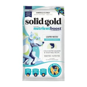 Alimento Seco para Perros Solid Gold Nutrientboost Leaping Waters Estómago Sensible con Salmón y Verduras, 22 lbs